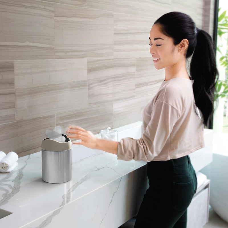 simplehuman, Brushed Stainless Steel 1.5 Liter / 0.4 Gallon Mini Countertop Trash Can - Image 3